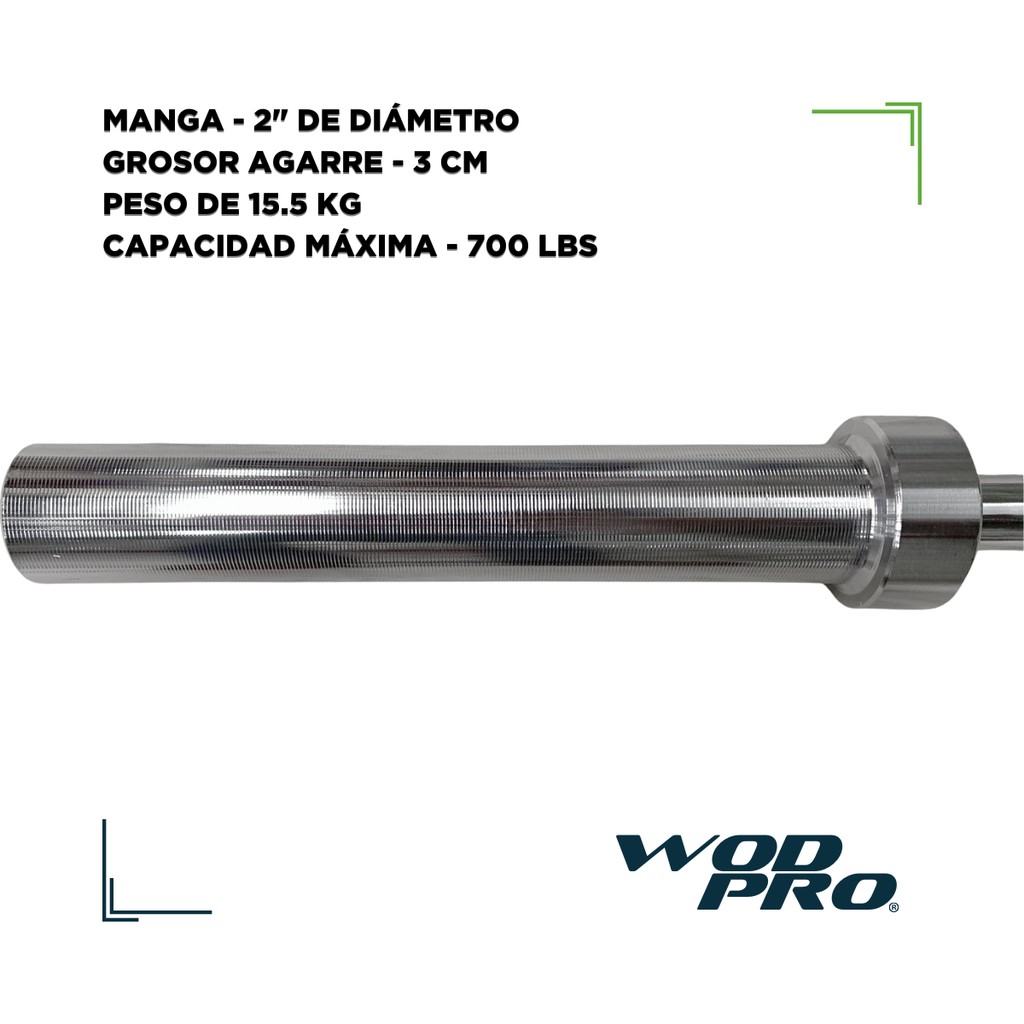 Barra Semi-olímpica sellada 1.8 mts 15.5 kg Wod Pro