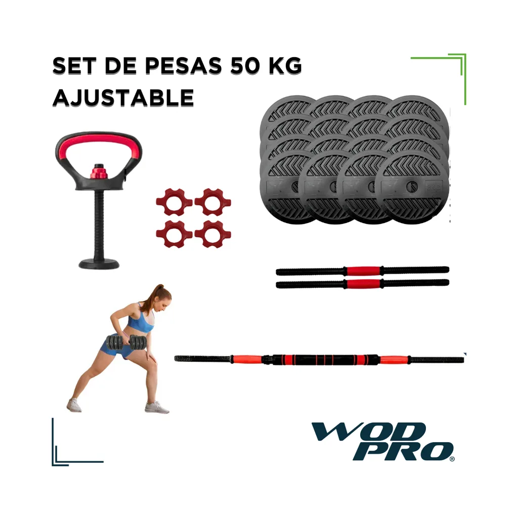 Set de pesas 50 kg ajustable Wod Pro