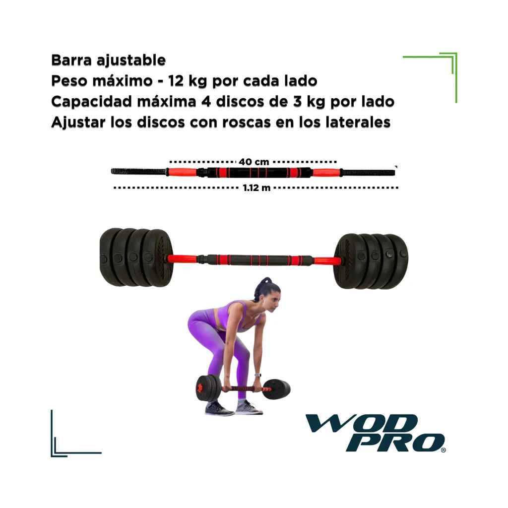 Set de pesas 50 kg ajustable Wod Pro