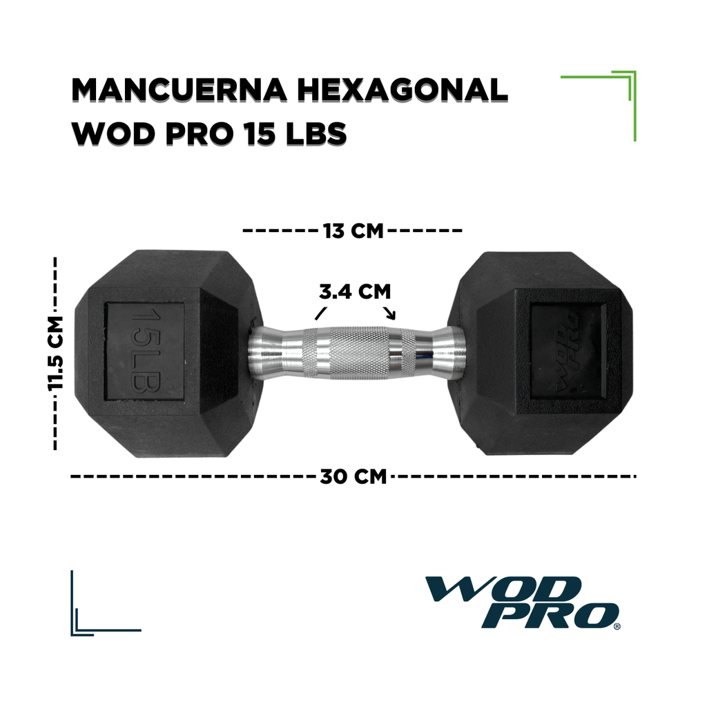 Par de mancuernas hexagonales 15 Libras Wod Pro