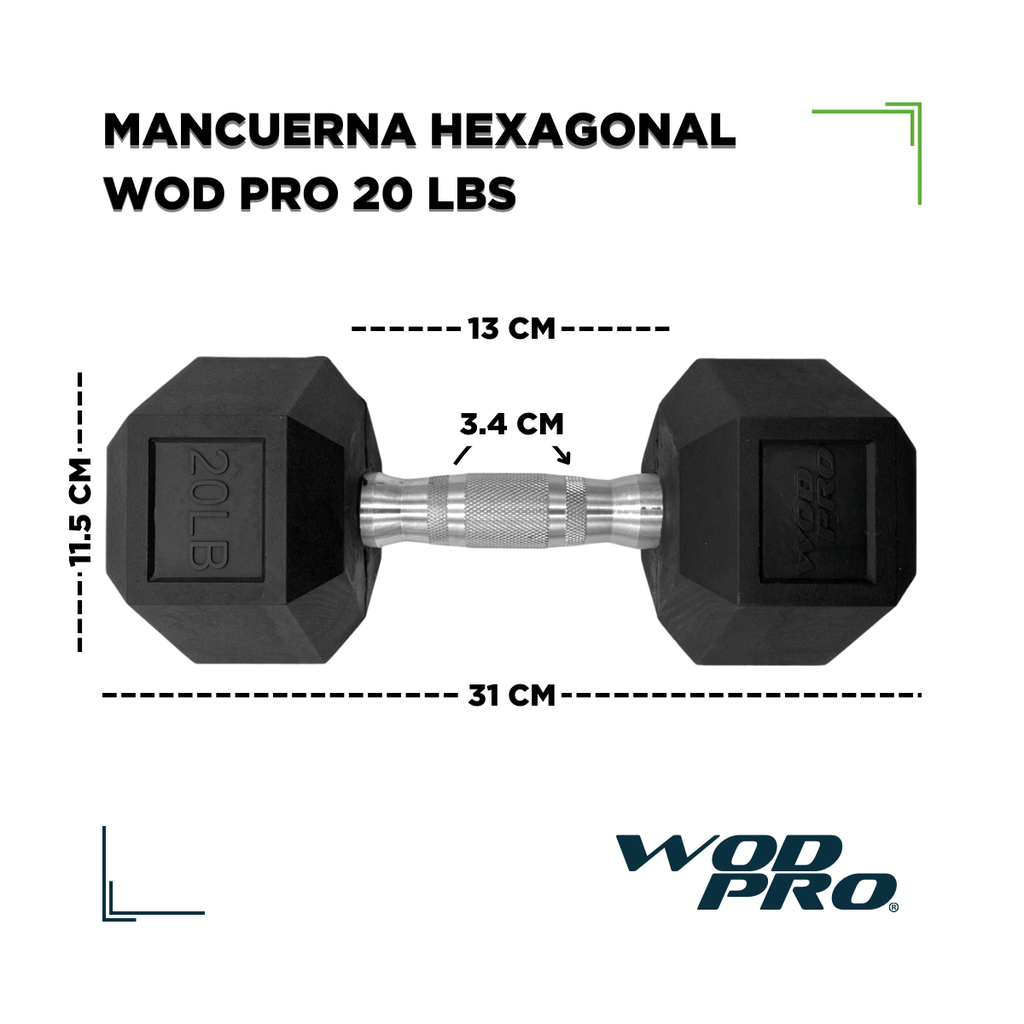 Par de mancuernas hexagonales 20 Libras Wod Pro