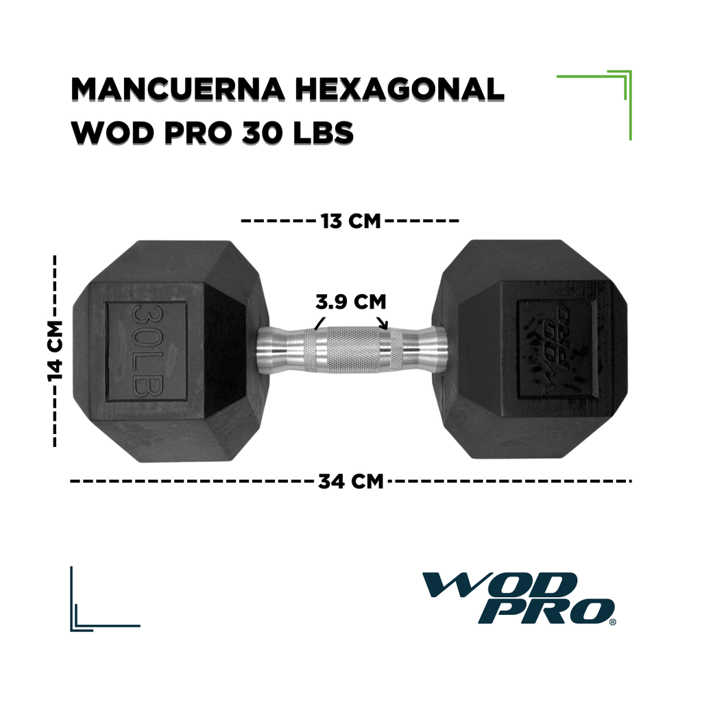 Par de mancuernas hexagonales 30 Libras Wod Pro