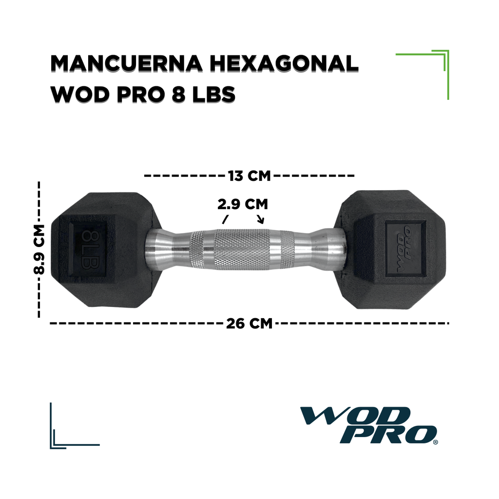 Par de mancuernas hexagonales 8 Libras Wod Pro