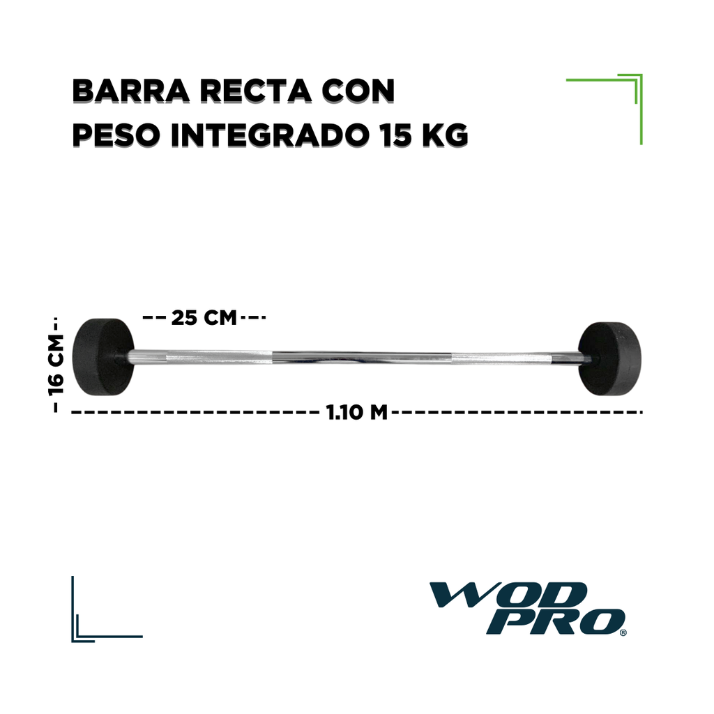 Barra recta con peso integrado 15 kg