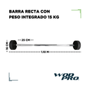Barra recta con peso integrado 15 kg