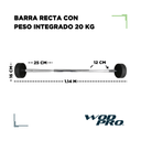 Barra recta con peso integrado 20 kg