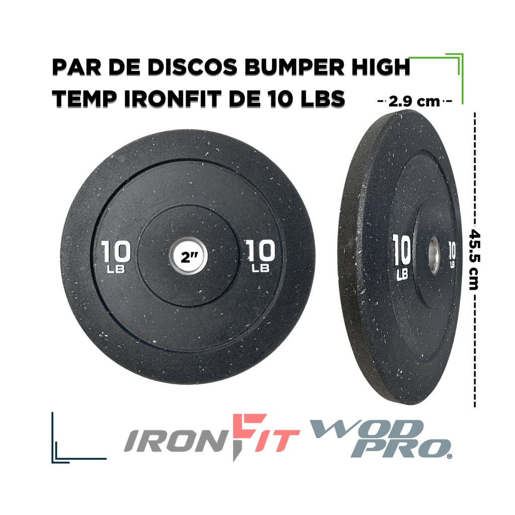 Par de Discos Bumper High Temp IronFit de 10 Lbs