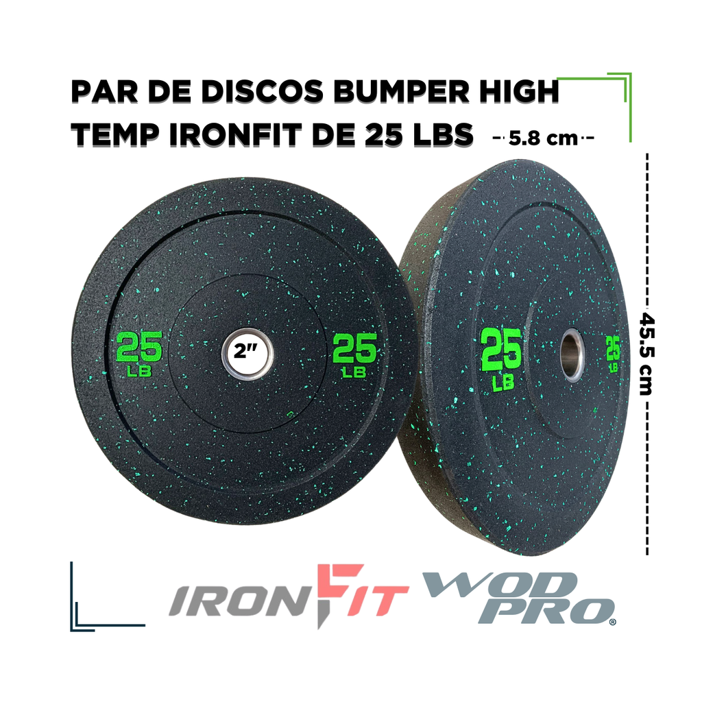 Par de Discos Bumper High Temp IronFit de 25 Lbs