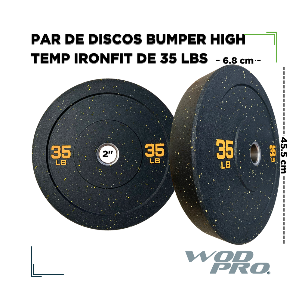 Par de Discos Bumper High Temp IronFit de 35 Lbs