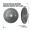 Par de Discos Bumper Rígidos IronFit de 15 Lbs