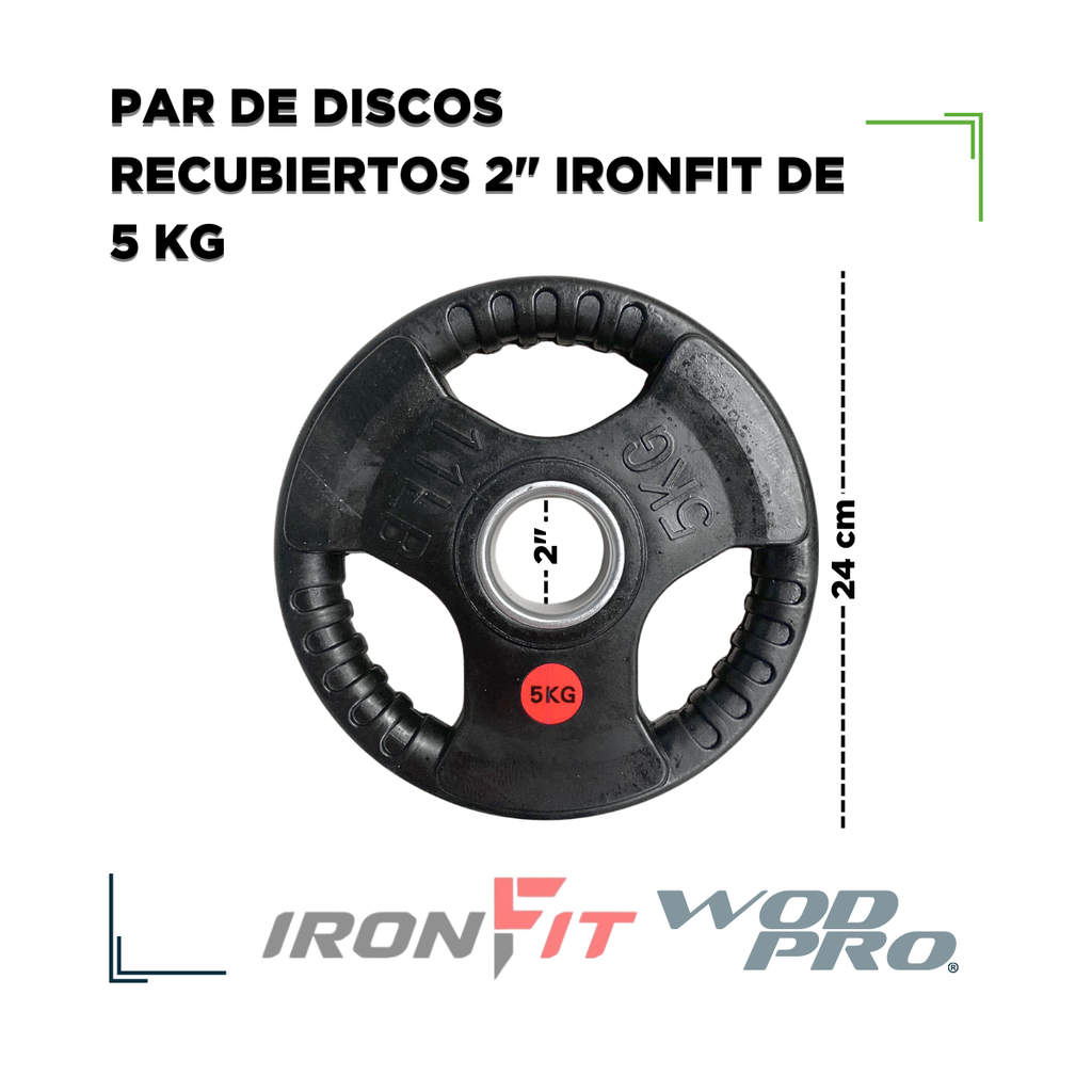 Par de Discos Recubiertos 2" IronFit de 5 kg
