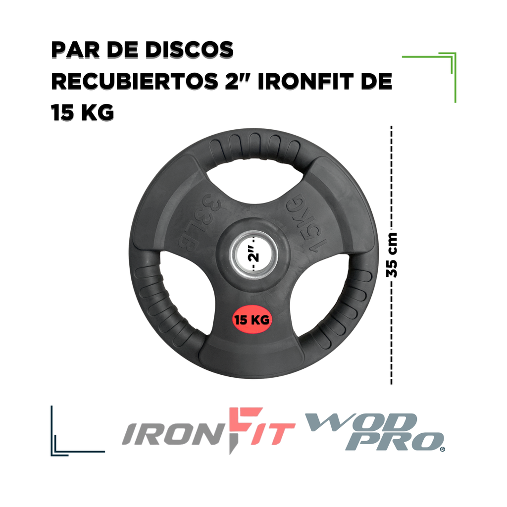 Par de Discos Recubiertos 2" IronFit de 15 kg