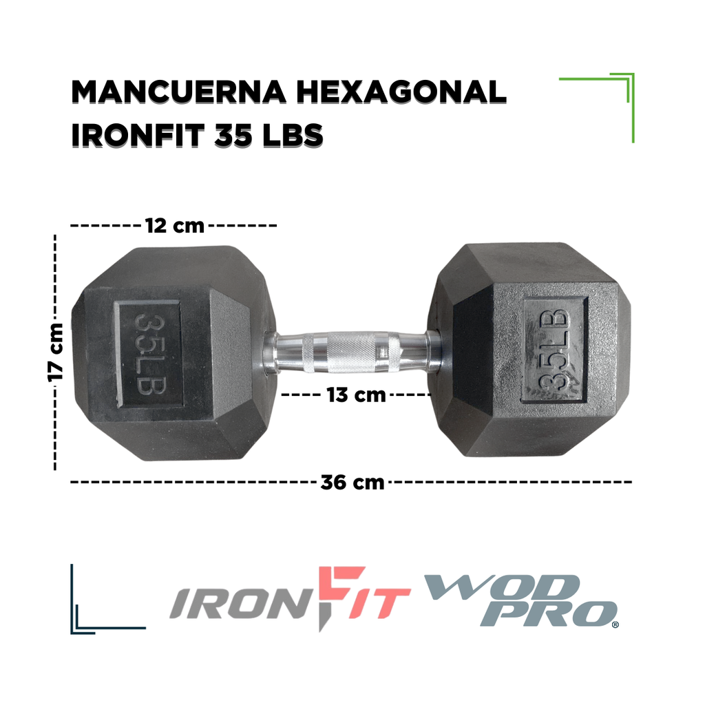 Par de Mancuernas Hexagonales IronFit 35 Lbs
