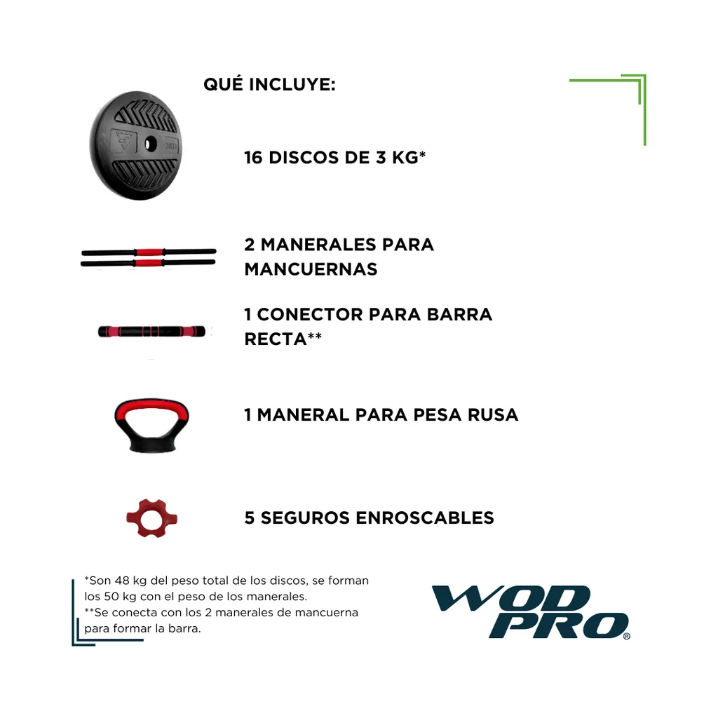 Set de pesas ajustable Wod Pro 50 kg