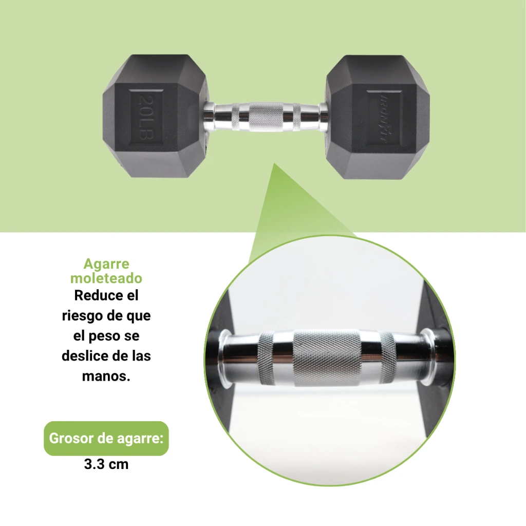 Mancuernas Hexagonales IronFit 20 lb (4).webp