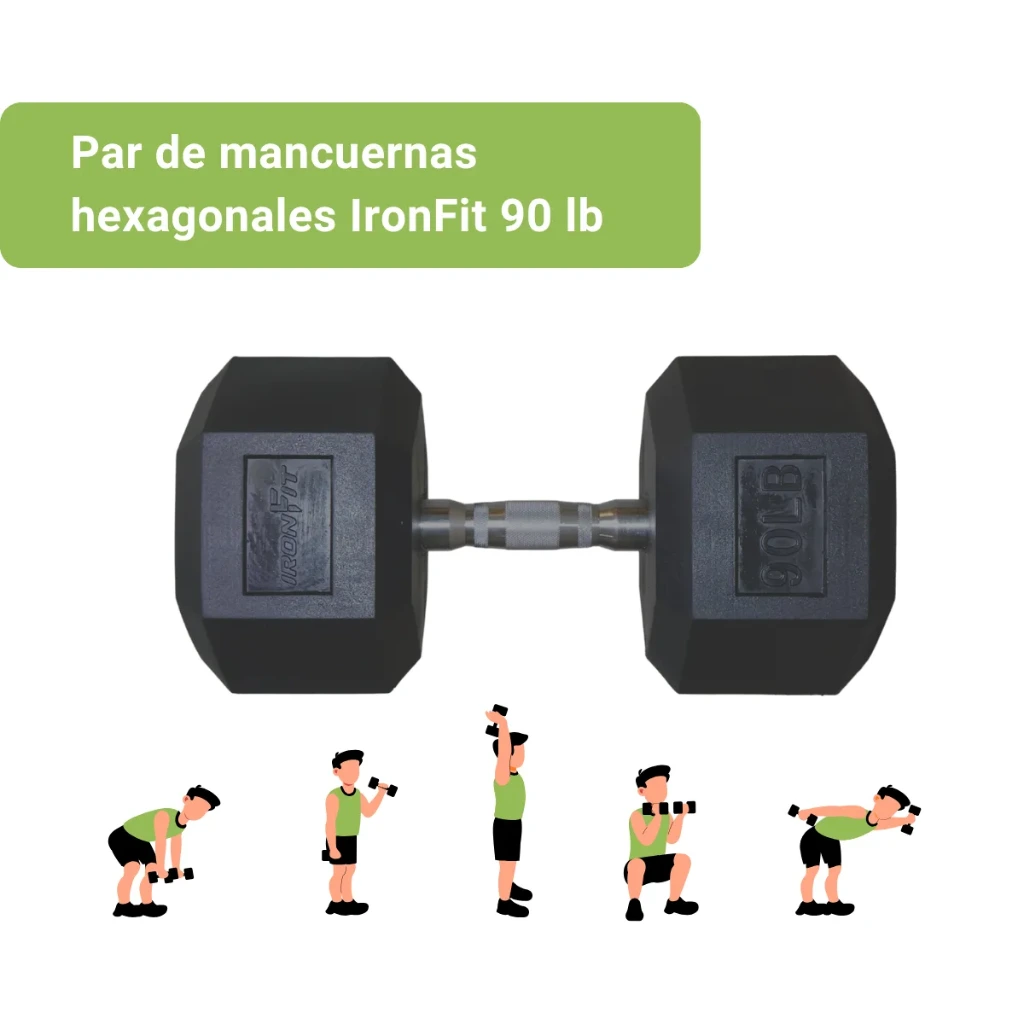Mancuernas Hexagonales IronFit 90 lb (2).webp