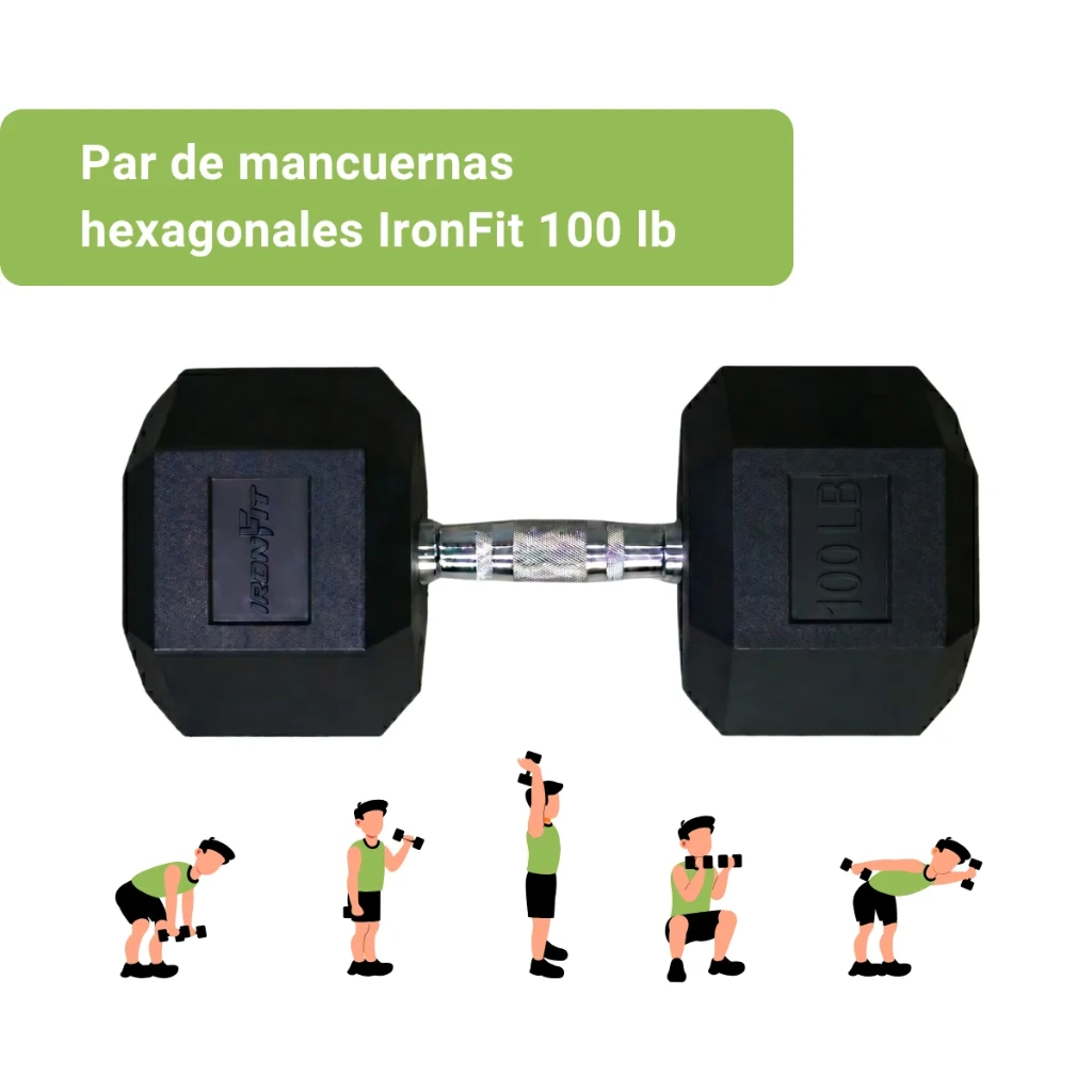 Mancuernas Hexagonales IronFit 100 lb (2).webp