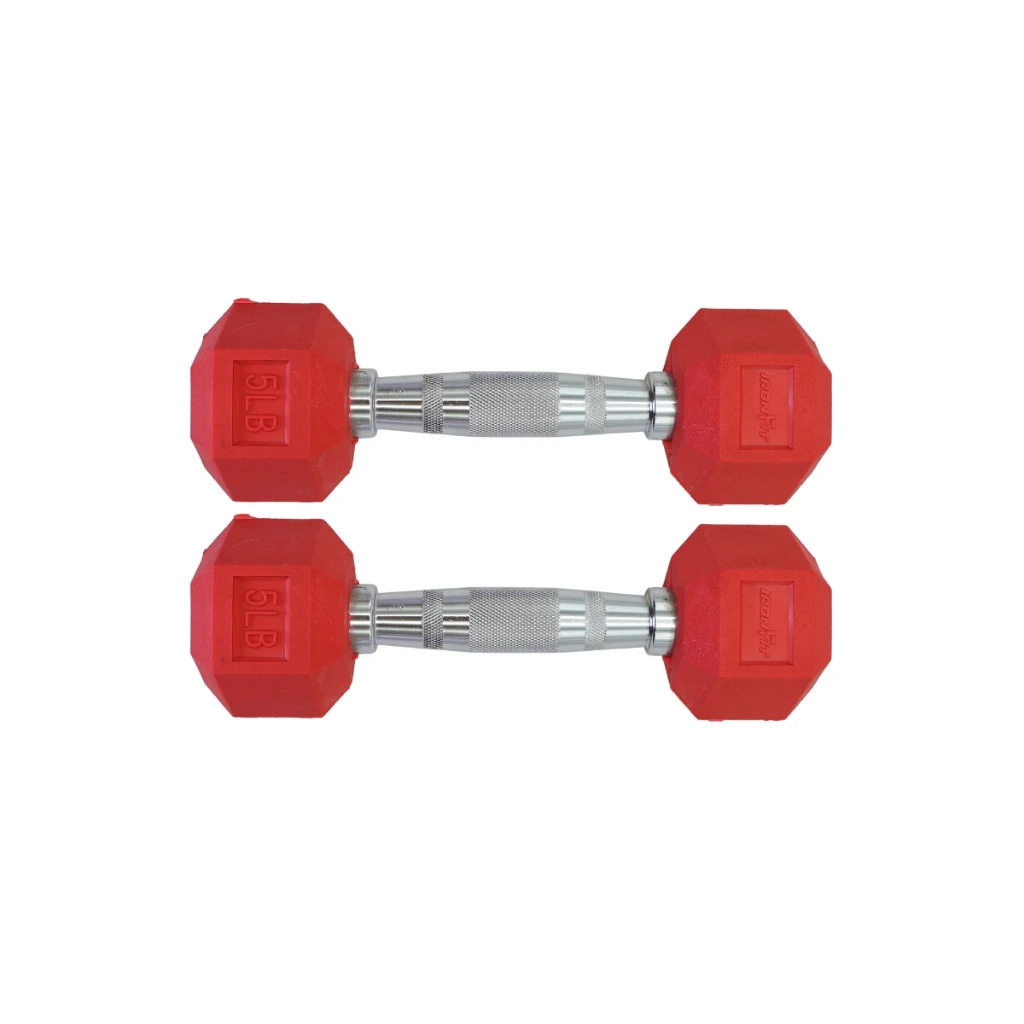 Par de Mancuernas Hexagonales Rojas IronFit 5 Lb