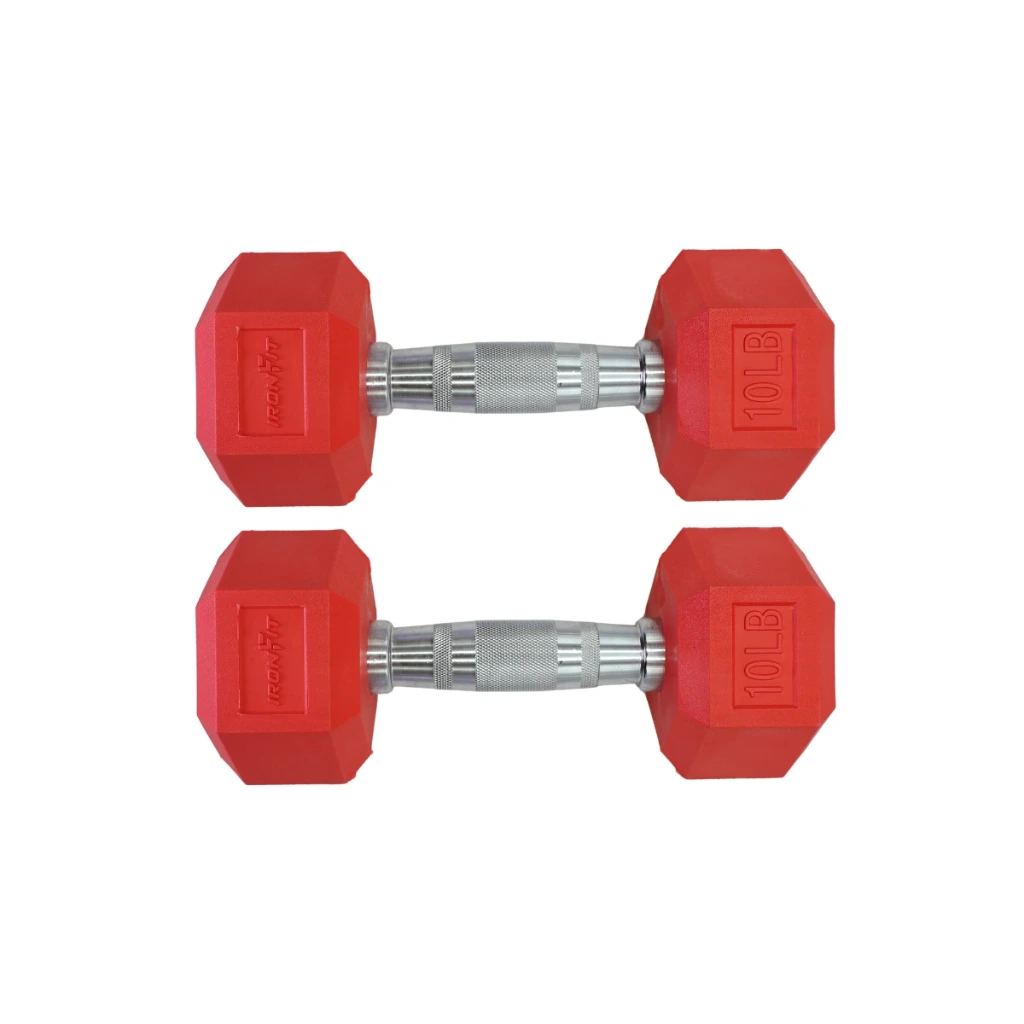 [W000028892] Par de Mancuernas Hexagonales Rojas IronFit 10 Lb