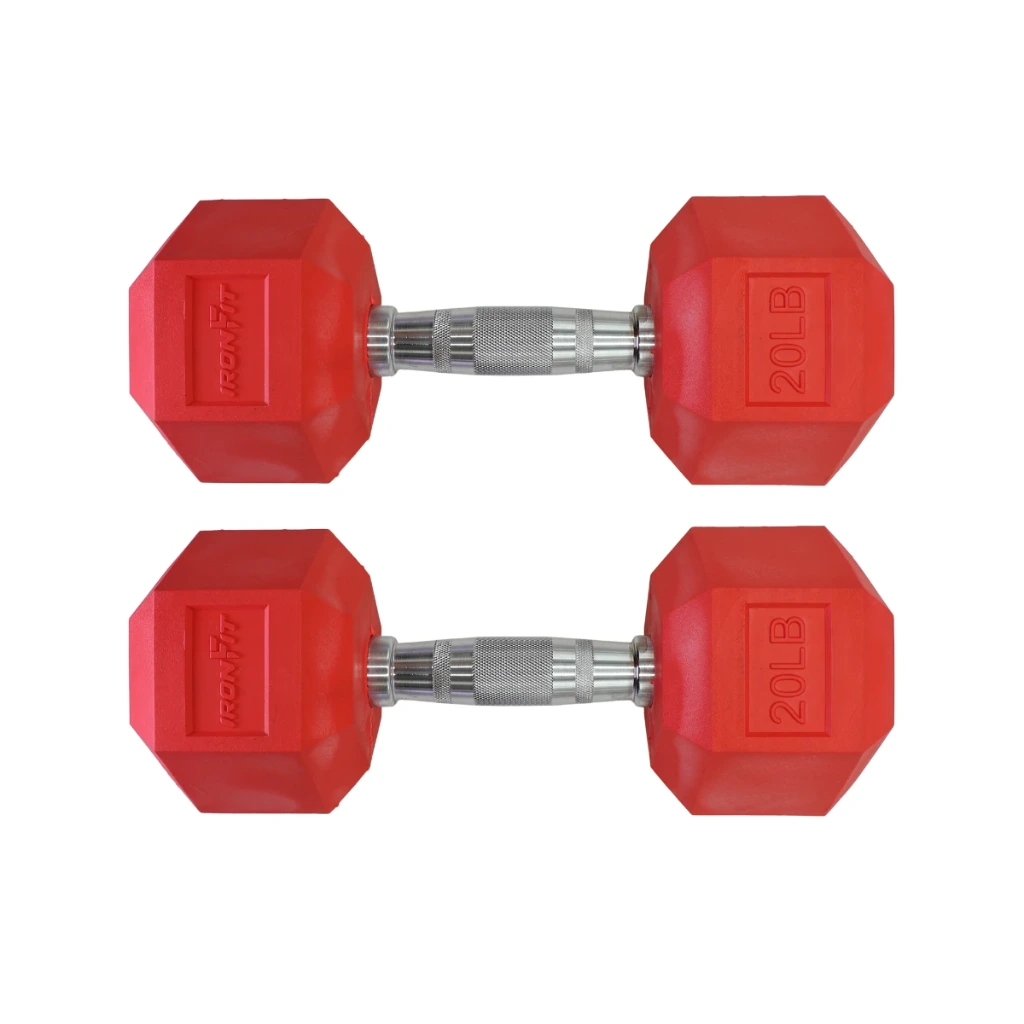 Par de Mancuernas Hexagonales Rojas IronFit 20 Lbs