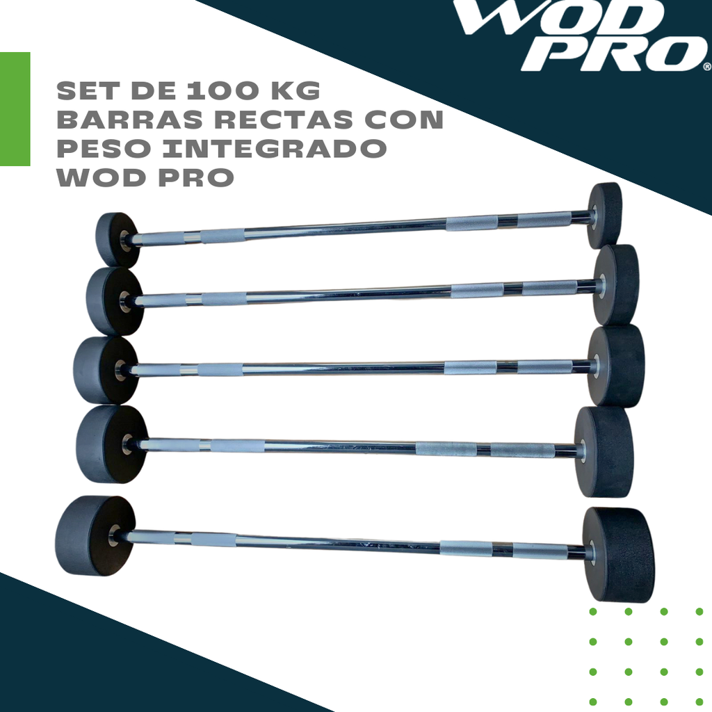 Set de 100 kg barras rectas con peso integrado Wod Pro