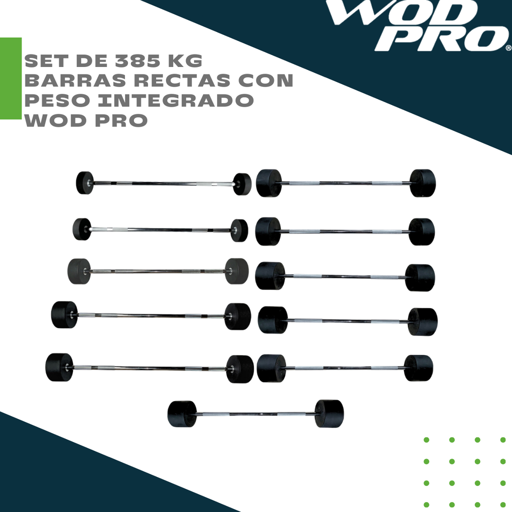 ​Set de 385 kg barras rectas con peso integrado Wod Pro