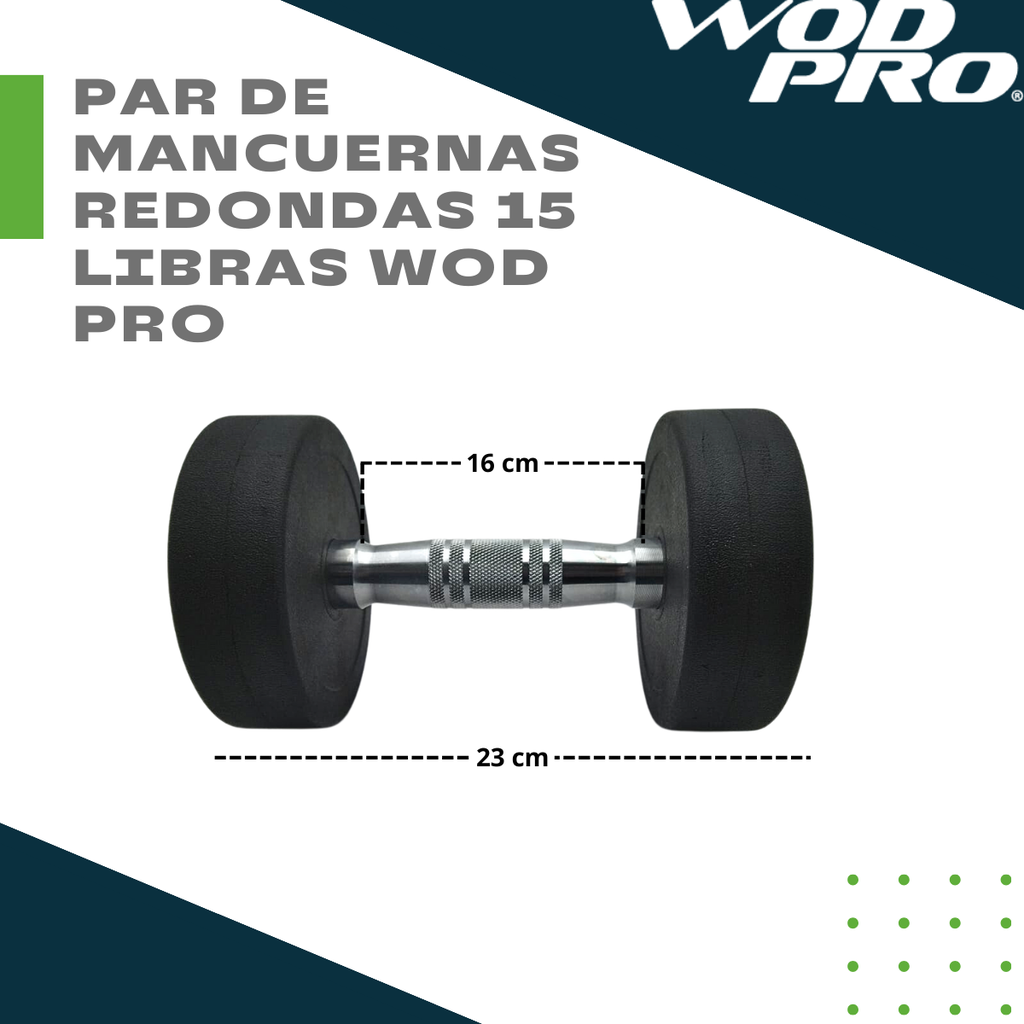 Par de mancuernas redondas 15 Libras Wod Pro