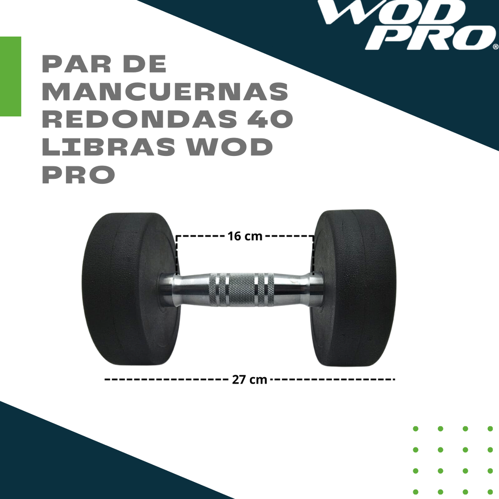 Par de mancuernas redondas 40 Libras Wod Pro