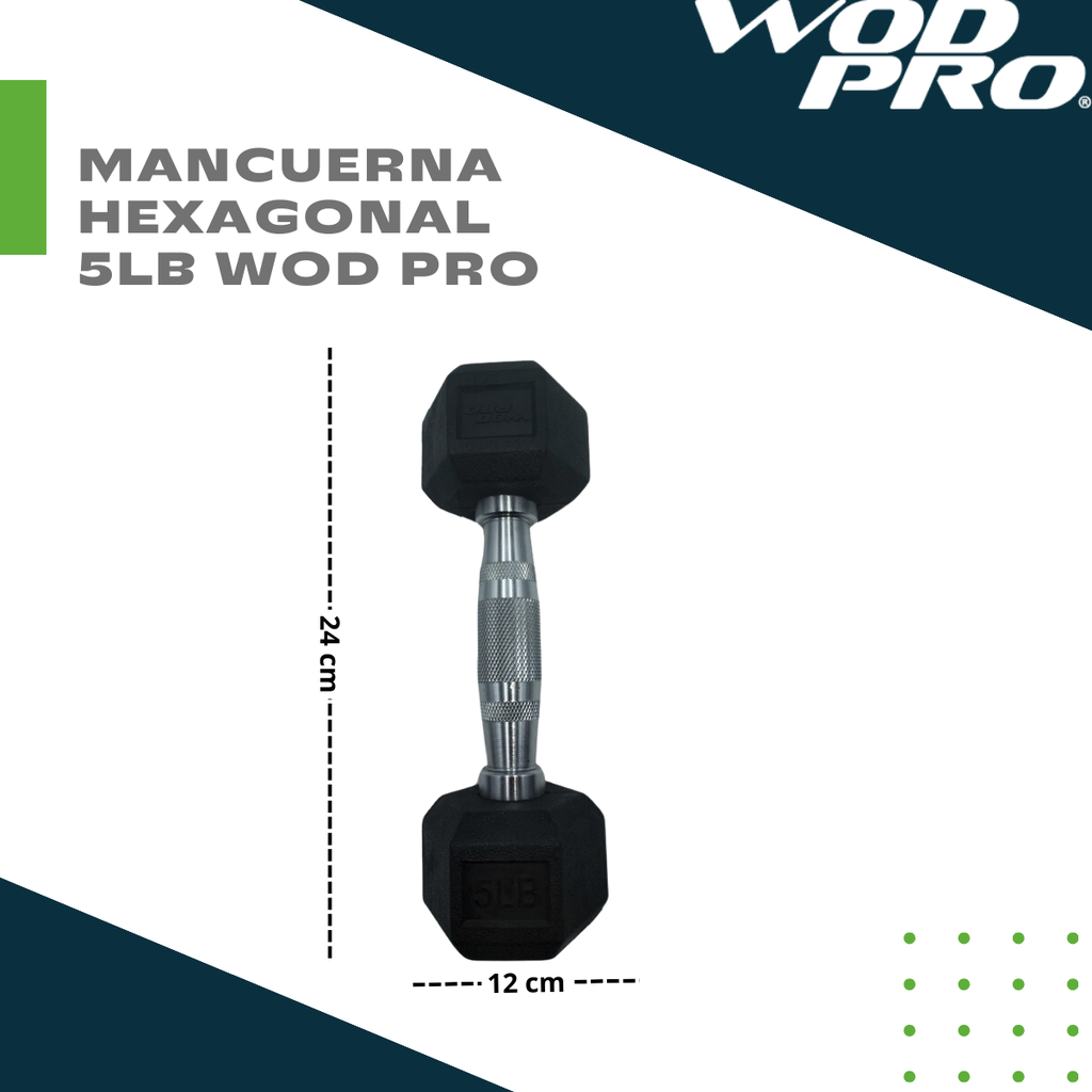 Par de mancuernas hexagonales 5 Libras Wod Pro