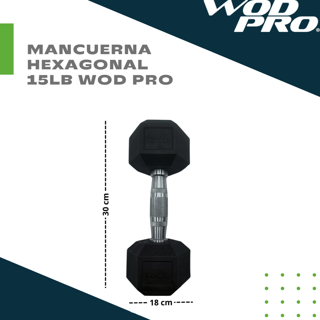 Par de mancuernas hexagonales 15 Libras Wod Pro