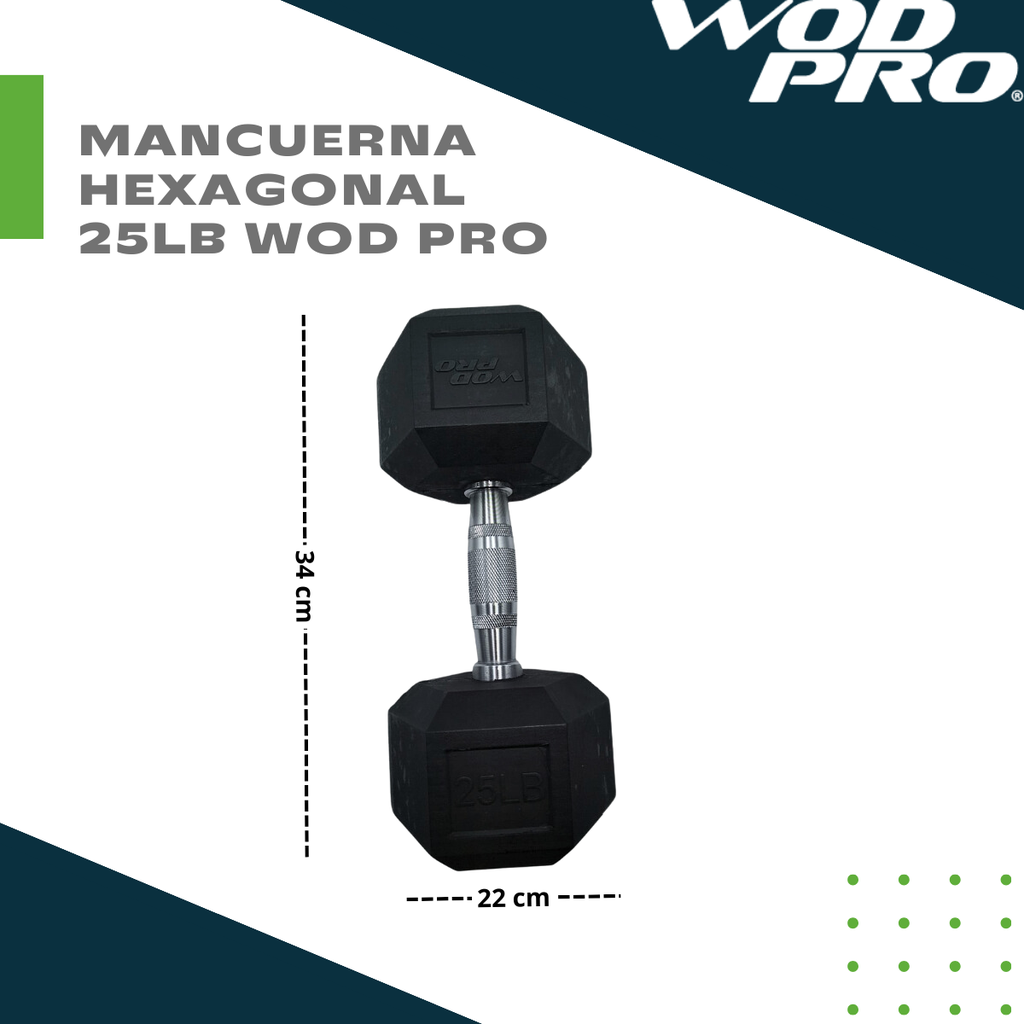 Par de mancuernas hexagonales 25 Libras Wod Pro