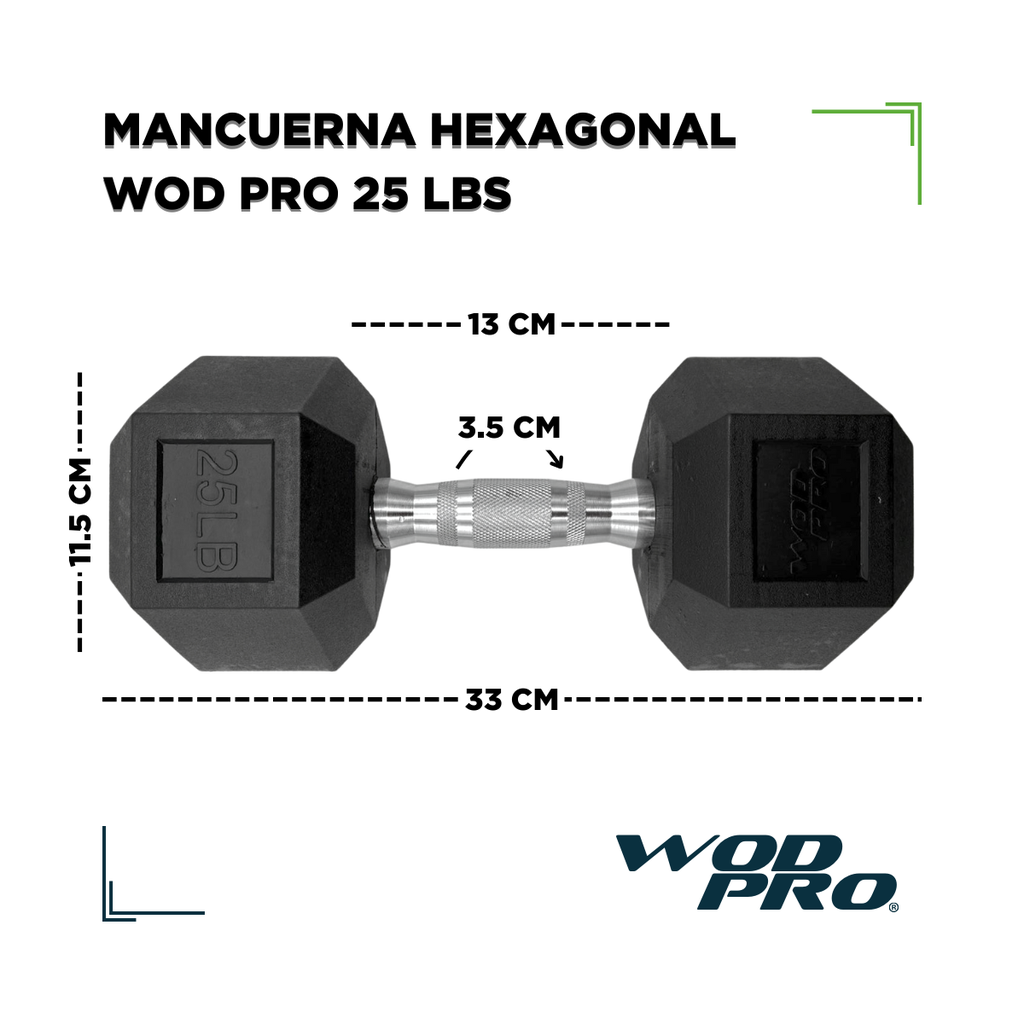 Par de mancuernas hexagonales 25 Libras Wod Pro