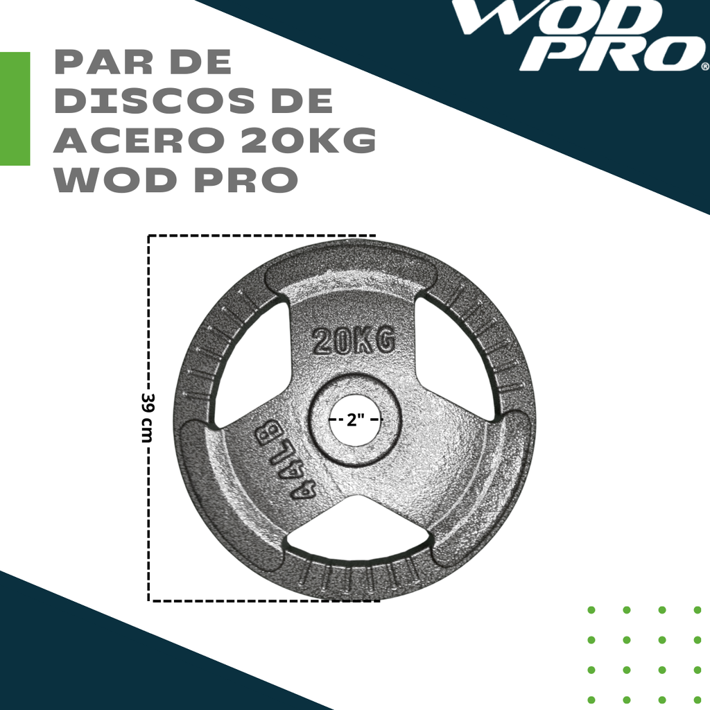 Par de discos de acero 20 kg Wod Pro