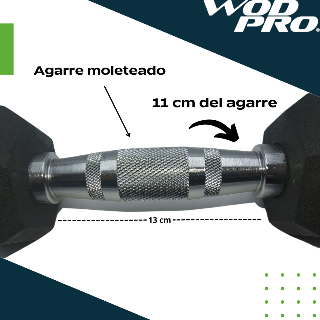 Par de mancuernas hexagonales 35 Libras Wod Pro