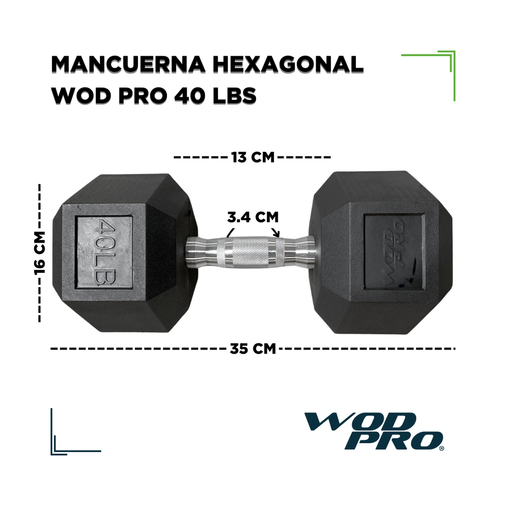 Par de mancuernas hexagonales 40 Libras Wod Pro