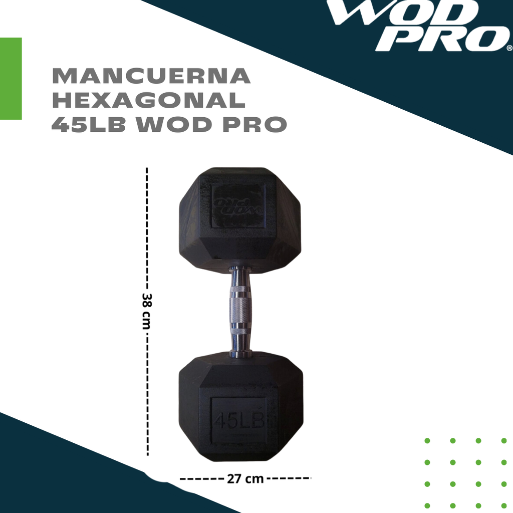 Par de mancuernas hexagonales 45 Libras Wod Pro