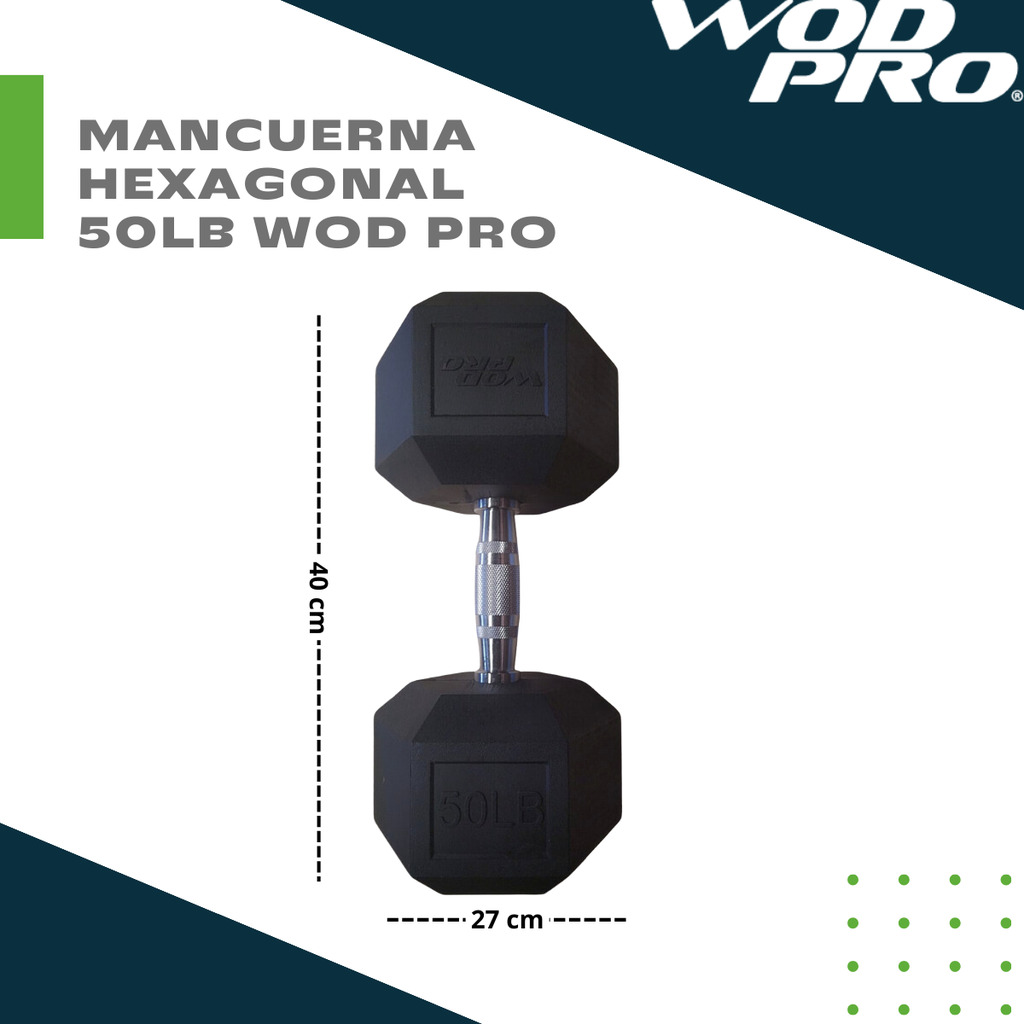 Par de mancuernas hexagonales 50 Libras Wod Pro