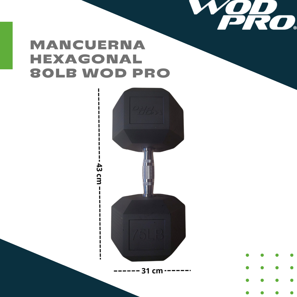 Par de mancuernas hexagonales 80 libras Wod Pro