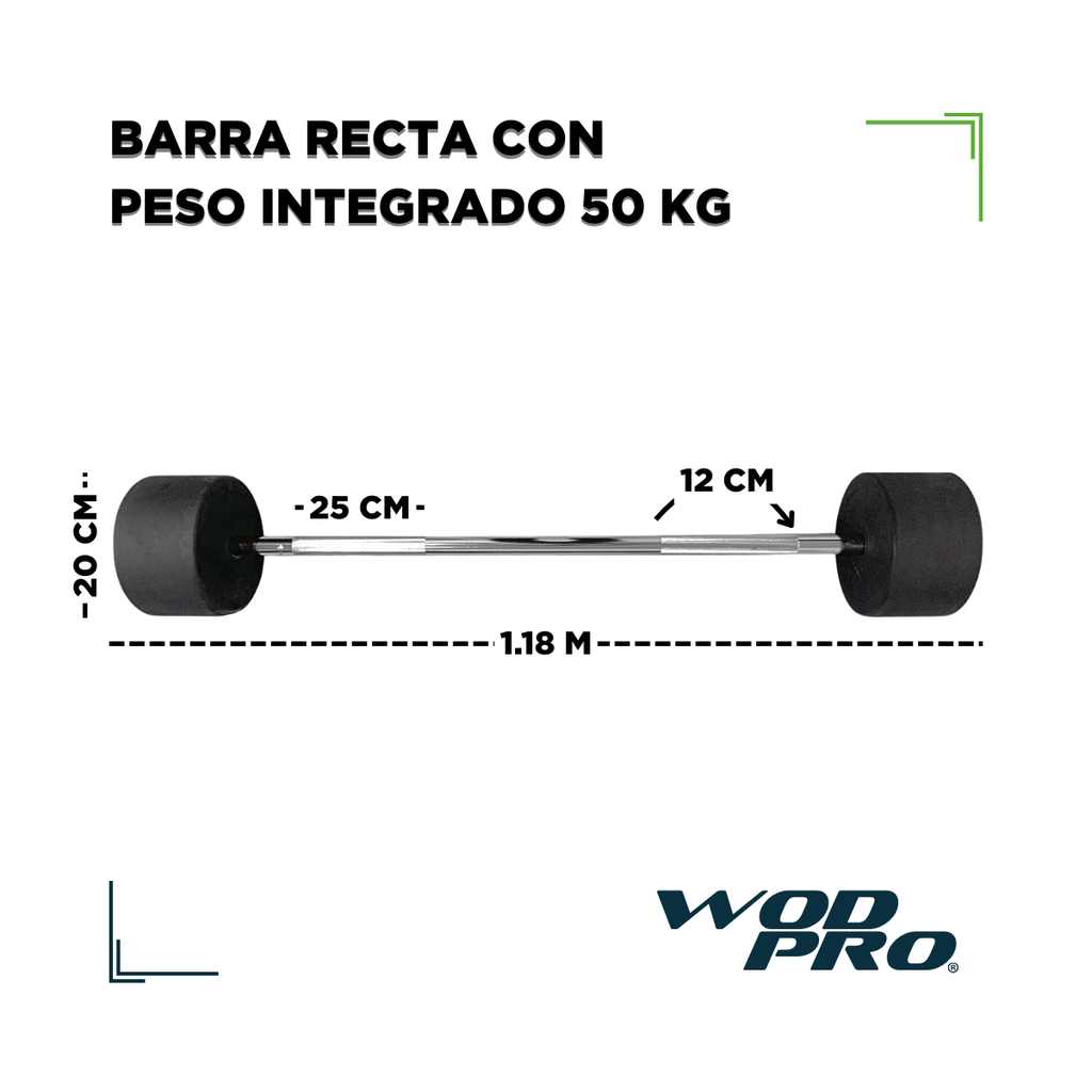 Barra recta con peso integrado 50 kg