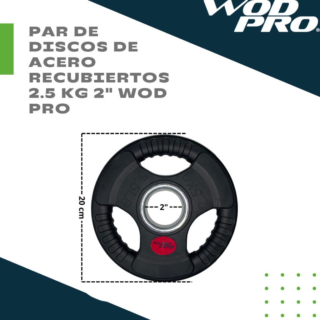 Par de discos de acero recubiertos 2.5 kg 2" Wod Pro