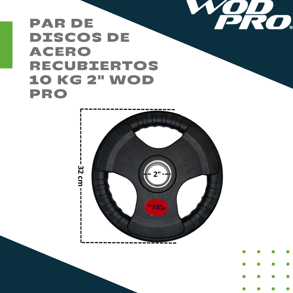 Par de discos de acero recubiertos 10 kg 2" Wod Pro