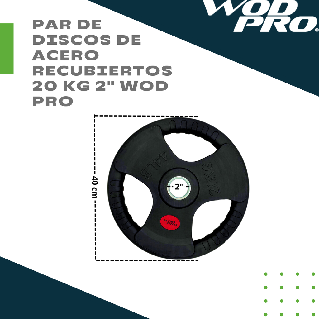 Par de discos de acero recubiertos 20 kg 2" Wod Pro