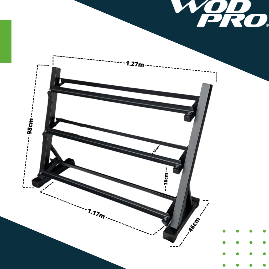 ​Set de mancuernas Wod Pro de 5 hasta 50 libras con rack