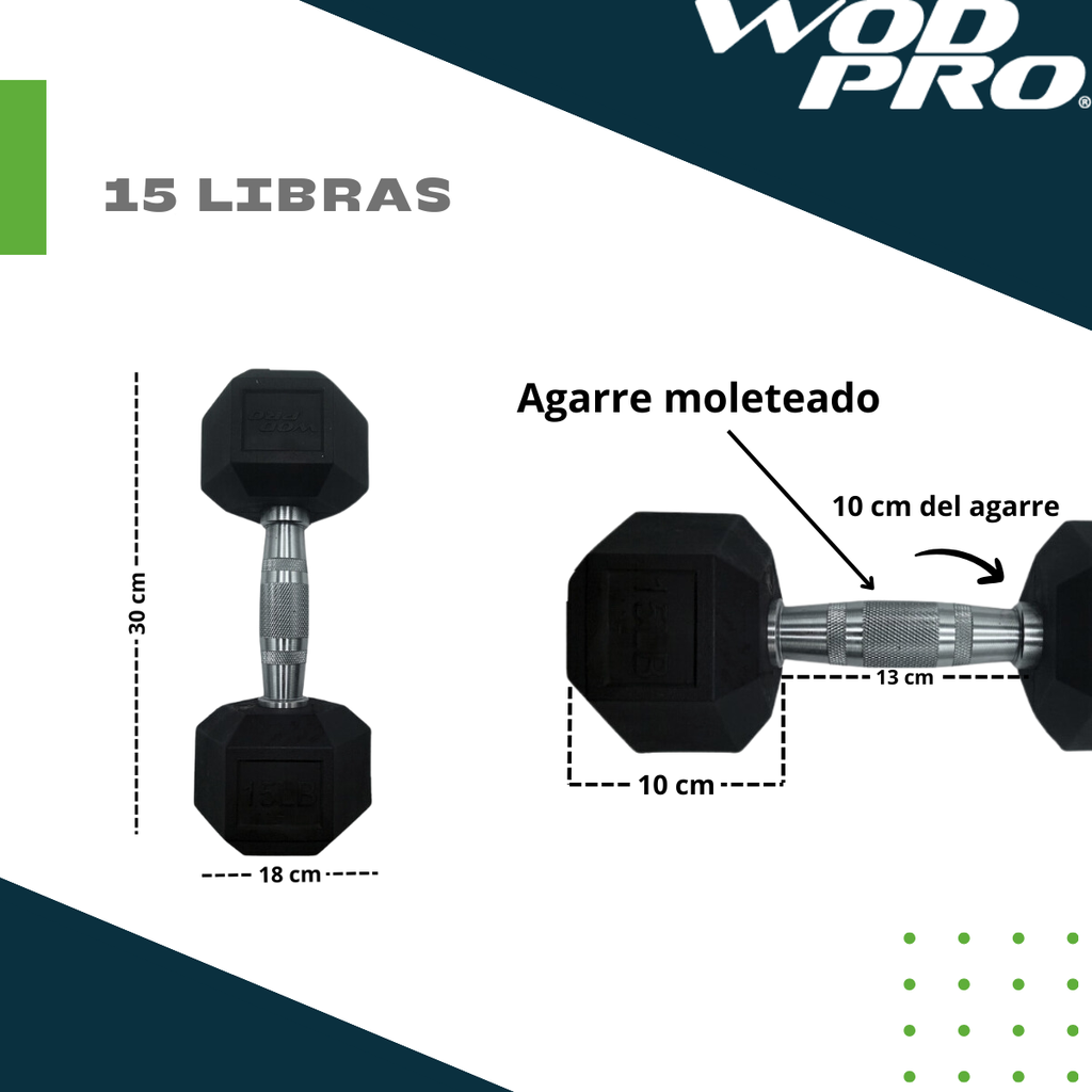 ​Set 550 libras de mancuernas hexagonales de 5 a 50 libras Wod Pro