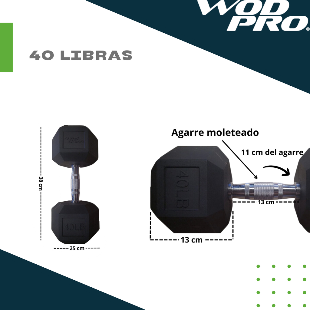 ​Set 550 libras de mancuernas hexagonales de 5 a 50 libras Wod Pro