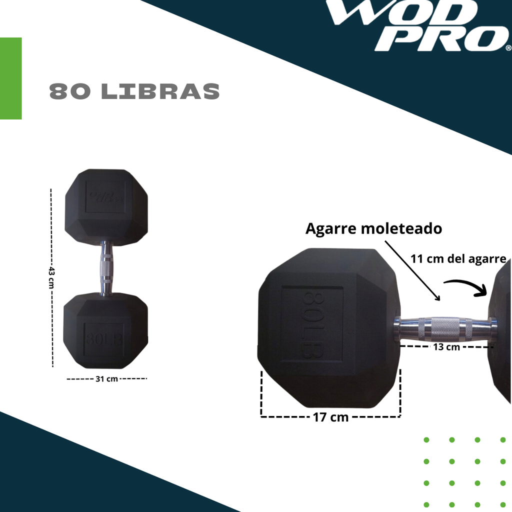 ​Set de 1360 libras de mancuernas hexagonales 5 a 80 lbs Wod Pro