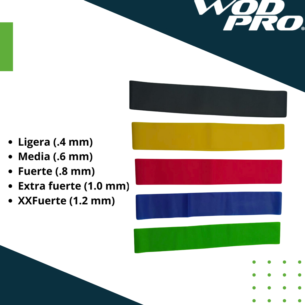 ​Set Wod Pro de 5 minibandas de liga para pierna