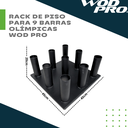 Rack de piso para 9 barras olímpicas Wod Pro