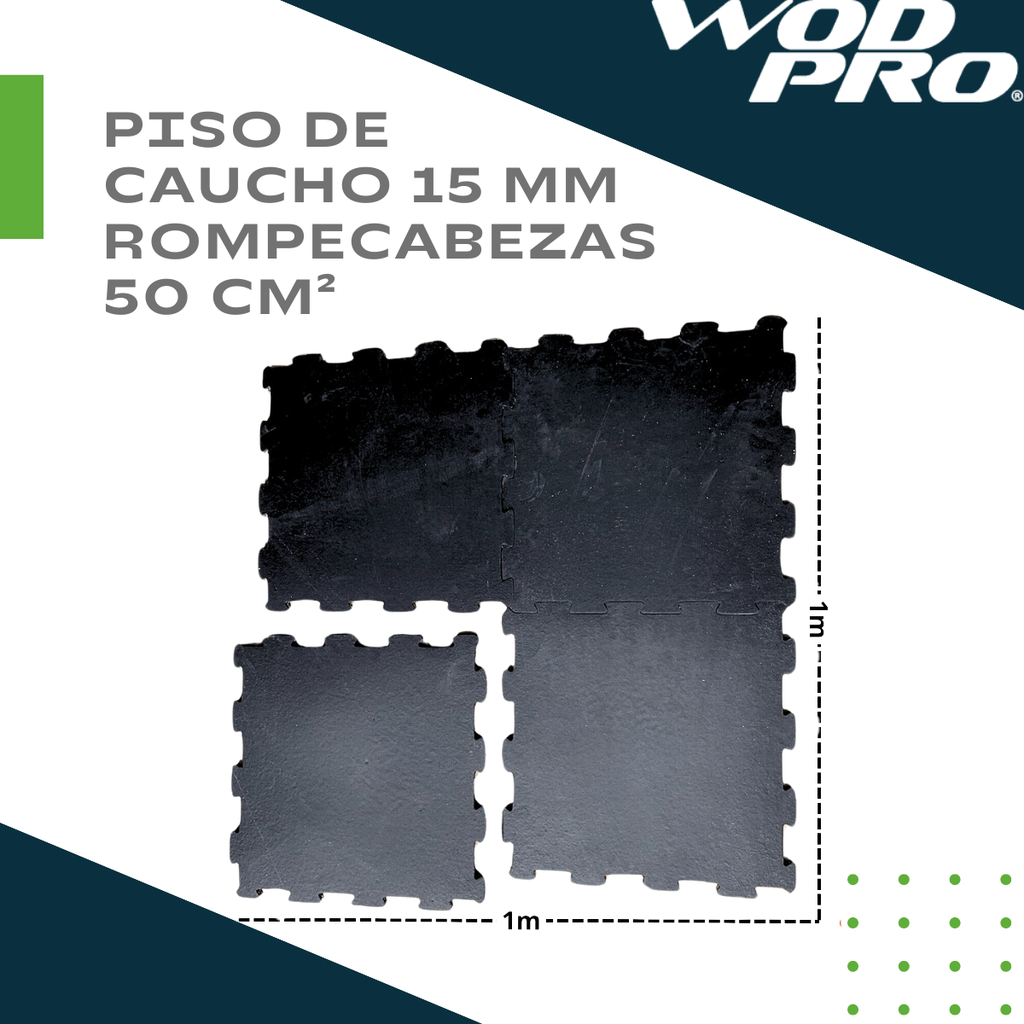 Piso de caucho 15 mm rompecabezas 50 cm²