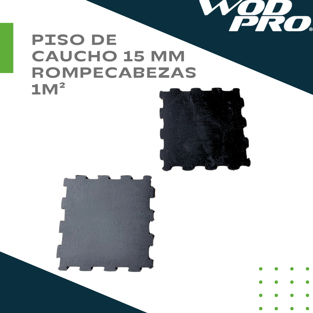 Piso de caucho 15 mm rompecabezas 1 m²